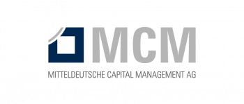 Logo der Mitteldeutsche Capital Management AG (MCM AG), blau-graues Design mit stilisiertem Quadrat und Schriftzug.